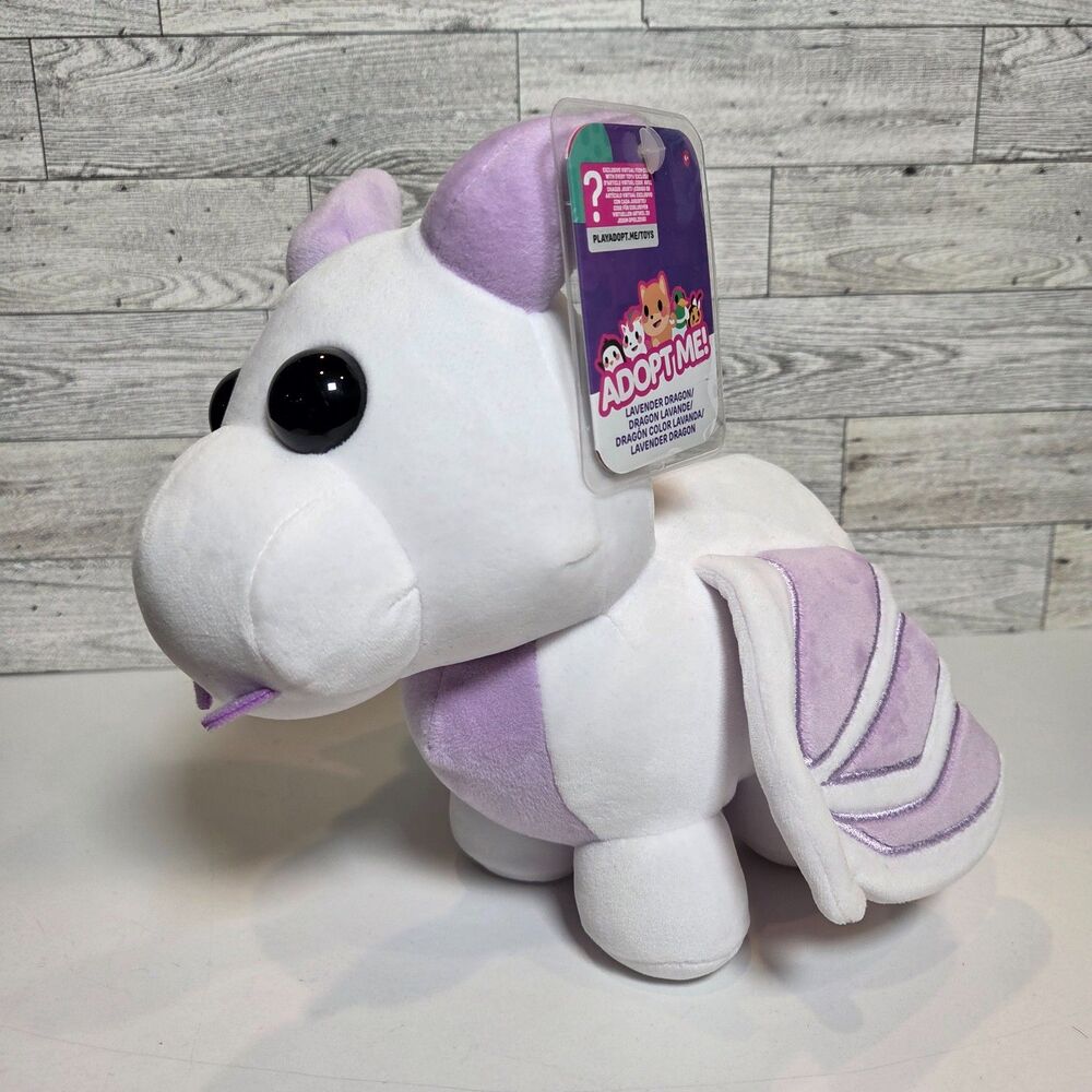 Jazwares Adopt Me Lavender Dragon 8" Plush NWT Virtual Code Roblox